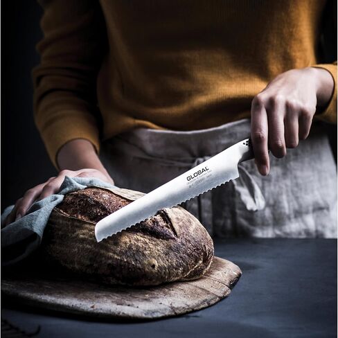 Global 8 1/2 inch Serrated Bread Knife - Lightweight Japanese Stainless Steel, Razor-Sharp Edge, Made in Japan, G-9 in Saudi Arabia