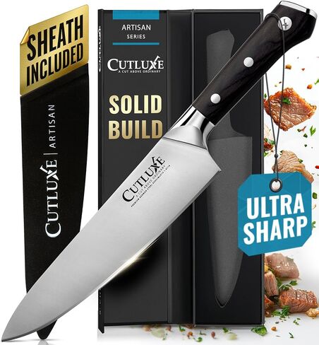 Cutluxe Chef Knife – 8" Kitchen Knife, German High Carbon Steel, Full Tang, Ergonomic Handle Design, Sheath Included – Artisan Series in Saudi Arabia