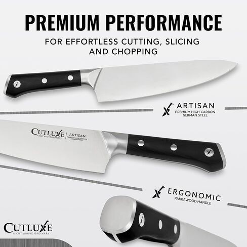 Cutluxe Chef Knife – 8" Kitchen Knife, German High Carbon Steel, Full Tang, Ergonomic Handle Design, Sheath Included – Artisan Series in Saudi Arabia