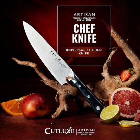 Cutluxe Chef Knife – 8" Kitchen Knife, German High Carbon Steel, Full Tang, Ergonomic Handle Design, Sheath Included – Artisan Series in Saudi Arabia