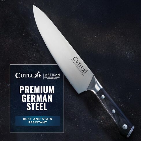 Cutluxe Chef Knife – 8" Kitchen Knife, German High Carbon Steel, Full Tang, Ergonomic Handle Design, Sheath Included – Artisan Series in Saudi Arabia