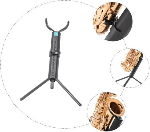 Toddmomy Portable Foldable Tenor Saxophone Stand Non-skid Black Saxophone Bracket with Blue Case for Desktop Storage and Display in Kuwait
