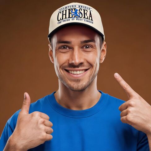 تشيلسي هات – Snapback لكرة القدم / قبعة بيسبول للرجال والنساء | معدات المعجبين الكلاسيكية مستوحاة من قبعة صغيرة بريطانية وأسلوب كرة القدم | قبعة تراثية قابلة للتعديل من West London Beige in Saudi Arabia