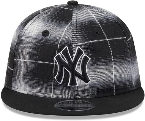 New Era NY New York Yankees 9FIFTY Black and White Plaid Retro Crown Snapback Cap, Adjustable Hat in Saudi Arabia