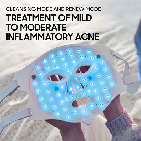 قناع الوجه العلاجي بالضوء الأحمر من Sharper Image Revel – تمت الموافقة عليه من قبل إدارة الغذاء والدواء الأمريكية وتمت دراسته سريريًا| مصابيح LED باللون الأحمر والأزرق والأشعة تحت الحمراء القريبة | العناية بالبشرة والتجاعيد وحب الشباب| أداة تجميل من السيل in Saudi Arabia