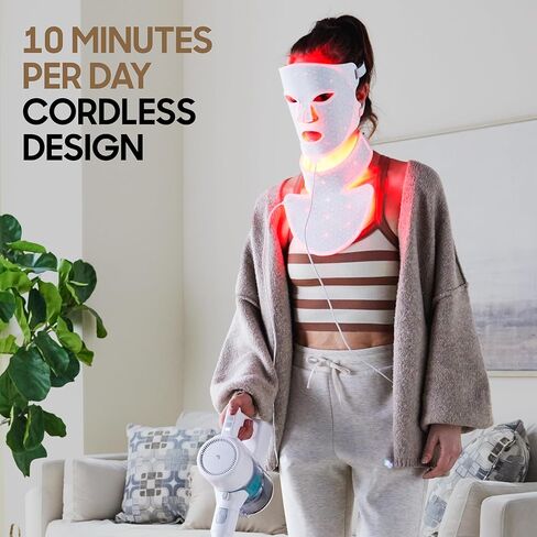 قناع الوجه العلاجي بالضوء الأحمر من Sharper Image Revel – تمت الموافقة عليه من قبل إدارة الغذاء والدواء الأمريكية وتمت دراسته سريريًا| مصابيح LED باللون الأحمر والأزرق والأشعة تحت الحمراء القريبة | العناية بالبشرة والتجاعيد وحب الشباب| أداة تجميل من السيل in Saudi Arabia