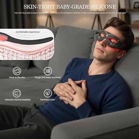 LED Eye Mask, Red Light Therapy for Eyes, Under Eye Red Light Therapy Device for Dark Circles, Puffy Eyes, Eye Bags & Fine Lines, Eye Care for Men and Women with Velcro Straps and Eye Protection in Saudi Arabia
