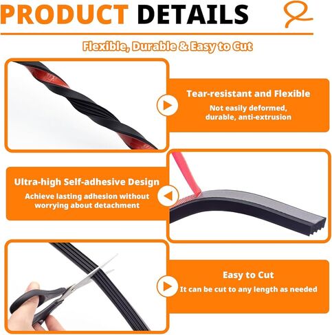 Ribbed Foam Rubber Seal, 26FT Self-Adhesive EPDM Foam Rubber Weather Stripping for Boat, RV, Door, Garage, Truck, Auto, Window, Noise Insulation in Saudi Arabia