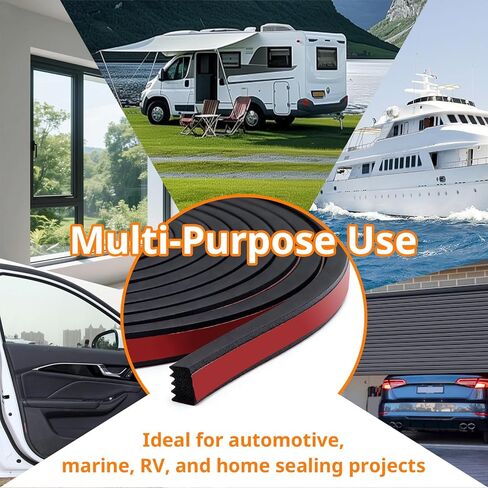 Ribbed Foam Rubber Seal, 26FT Self-Adhesive EPDM Foam Rubber Weather Stripping for Boat, RV, Door, Garage, Truck, Auto, Window, Noise Insulation in Saudi Arabia