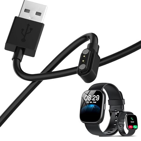 شاحن الساعة الذكية، كابل شحن مغناطيسي USB بديل للساعة الذكية سلك 2Pin، تباعد الدبوس 3 مم، متوافق مع ساعة Cillso/SOUYIE/EchoByte IDW26 VeryFit in Saudi Arabia