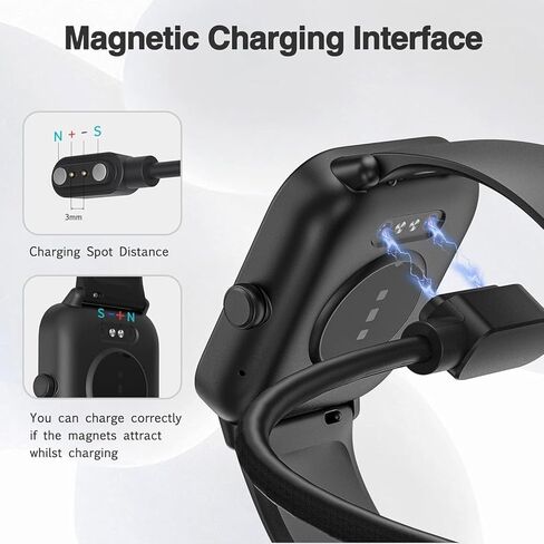 شاحن الساعة الذكية، كابل شحن مغناطيسي USB بديل للساعة الذكية سلك 2Pin، تباعد الدبوس 3 مم، متوافق مع ساعة Cillso/SOUYIE/EchoByte IDW26 VeryFit in Saudi Arabia