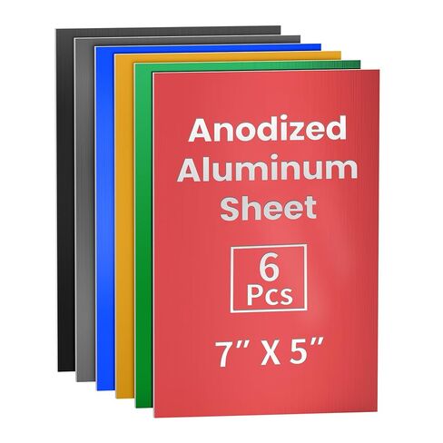 مجموعة صفائح ألومنيوم مؤكسدة من GCGOODS 6 قطع مقاس 7 × 5 بوصة، فراغات معدنية للنقش بالليزر، لوحات نقش للحرف اليدوية، الديكور، DIY، ألوان مختلفة in Kuwait