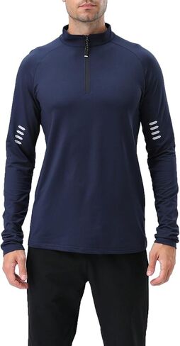 Men's Athletic Half-Zip Long-Sleeve Quick-Dry Sweatshirt for Running, Basketball & Workout in Saudi Arabia