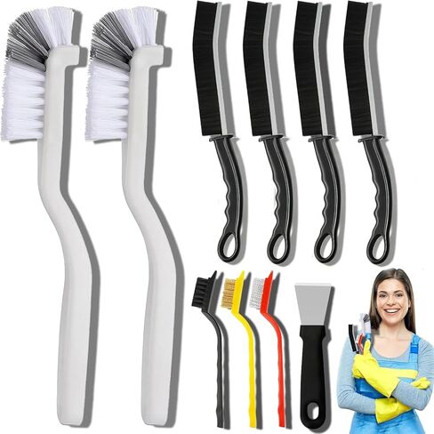 10PCS Crevice Cleaning Brush Set - Hard Bristle Crevice Cleaning Brush Tool, Multifunctional Gap Scrub Brush for Home, Bathroom, Kitchen, Window Track, Bathtub, Vehicle, Faucets, Bowl, Teapot, Cup Use in Saudi Arabia