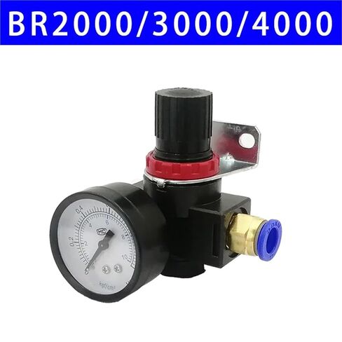 1 Pcs BR200 BR3000 BR4000 Air Pressure Regulator 1/4" 3/8" 1/2"BSPT with Gauge and Bracket Pressure Relief Valve(BR3000 PC6-03) in Saudi Arabia