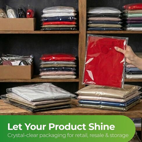 Self Sealing Cellophane Bags 9x12 Inch – 100 Count T Shirt Bags – Clear Bags For Packaging in Saudi Arabia