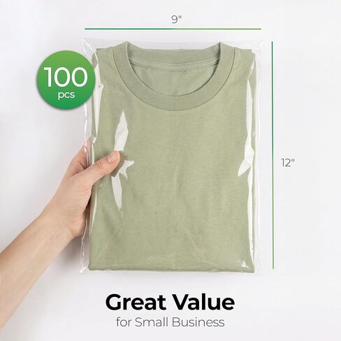 Self Sealing Cellophane Bags 9x12 Inch – 100 Count T Shirt Bags – Clear Bags For Packaging in Saudi Arabia