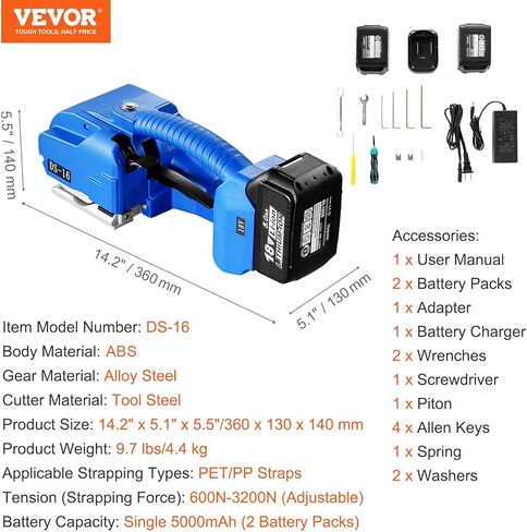 أداة ربط Vevor Steel لعرض 1/2 "-3/4" ، 3-in-1 (الموتر ، الجريمة ، القاطع) حزام يدوي تعبئة آلة التعبئة والتغليف الصلب in Saudi Arabia