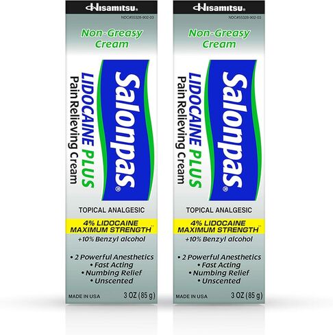Salonpas LIDOCAINE Plus كريم تخفيف الآلام 3 أونصة! أقصى قدر من القوة 4% يدوكائين لتخفيف الآلام التخدير! (2 حزمة) in Saudi Arabia