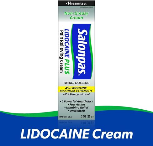 Salonpas LIDOCAINE Plus كريم تخفيف الآلام 3 أونصة! أقصى قدر من القوة 4% يدوكائين لتخفيف الآلام التخدير! (2 حزمة) in Saudi Arabia