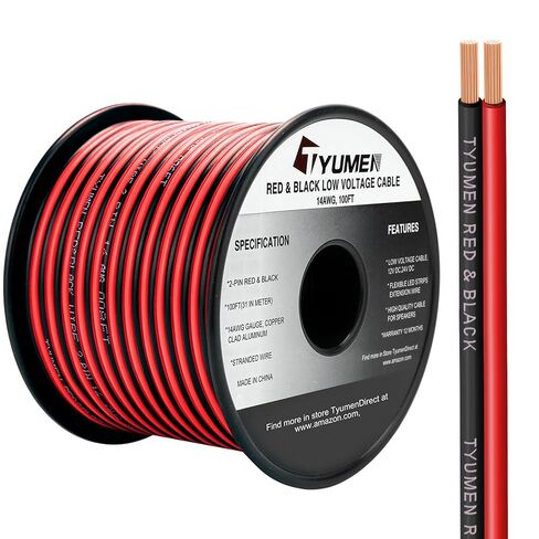 50FT 16/2 قياس كابل أحمر أسود هوكوب سلك كهربائي شرائط LED سلك تمديد 12 فولت/24 فولت كابل تيار مستمر، سلك تمديد سلك مرن 16AWG لإضاءة شريط مصباح الشريط LED in Kuwait