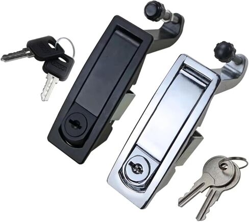 سبائك الزنك قفل مسطح دفع نوع ترتد معدات الآلات الصناعية باب خزانة 1 قطعة (أسود-بدون قفل) in Kuwait