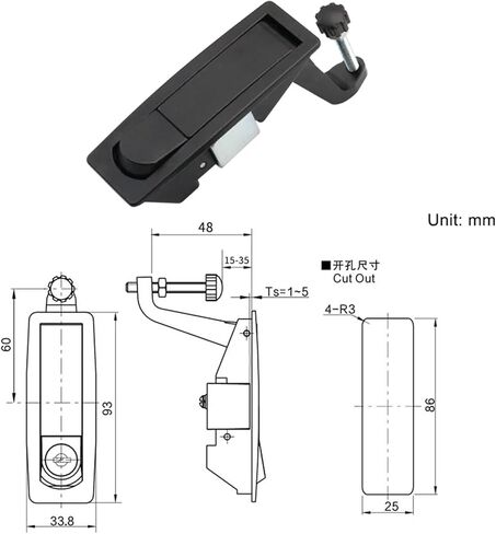 Zinc Alloy Flat Lock Push Type Bounce Industrial Machinery Equipment Cabinet Door 1Pcs(Black-no Lock) in Saudi Arabia
