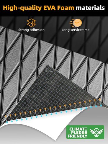 FOCEAN قارب الأرضيات إيفا رغوة قارب التزيين حصيرة البحرية عدم الانزلاق ورقة الأرضيات ذاتية اللصق للقوارب البخارية كاياك ركوب الأمواج حديقة حمامات السباحة، 94.5 بوصة × 15.7 بوصة، رمادي مع خطوط سوداء in Kuwait
