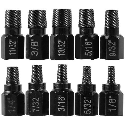 10Pcs Screw Extractor Kit Alloy Steel Damaged Screw Removal Set Metal Easy Out Drill Bits Broken Bolt Stud Removal Multi-Spline Extractor Set for Bolt Stud Pipe in Saudi Arabia