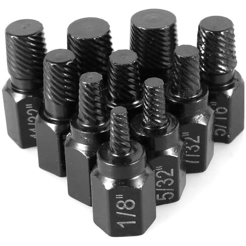 10Pcs Screw Extractor Kit Alloy Steel Damaged Screw Removal Set Metal Easy Out Drill Bits Broken Bolt Stud Removal Multi-Spline Extractor Set for Bolt Stud Pipe in Saudi Arabia