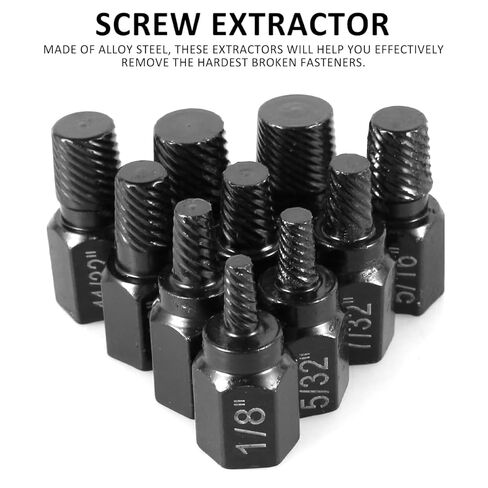 10Pcs Screw Extractor Kit Alloy Steel Damaged Screw Removal Set Metal Easy Out Drill Bits Broken Bolt Stud Removal Multi-Spline Extractor Set for Bolt Stud Pipe in Saudi Arabia