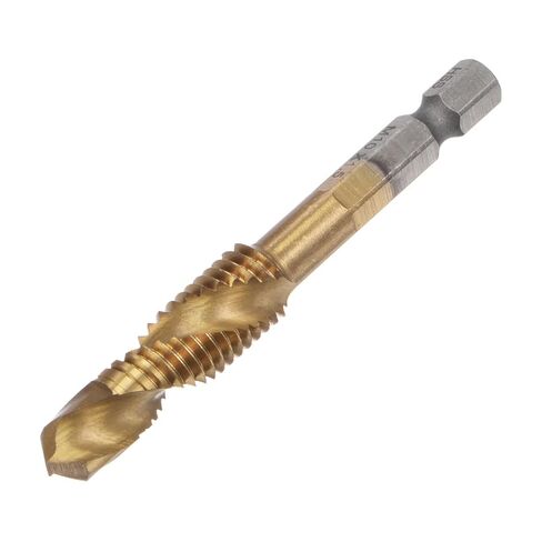 Combination Drill and Tap Bit, 1/4" Hex Shank M5 x 0.8 Metric Titanium Coated High Speed Steel 4341 Spiral Flute Drilling Tapping Tool Extra Long in Saudi Arabia
