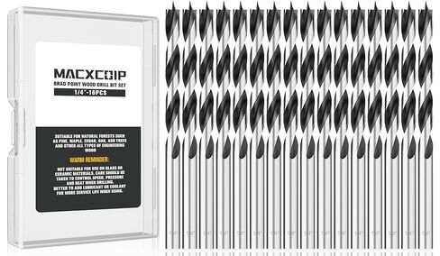 1/4" Brad Point Wood Drill Bit Set, 16Pcs Drill Bit Set with Double Flutes Design for Carpenter Woodworking and All Types of Wood in Kuwait