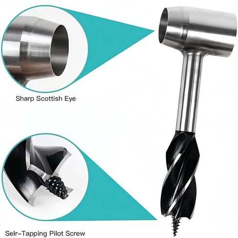 Bushcraft Gear للمستوطنين على قيد الحياة Bushscraft Hand Auger Wrench مع فلينت سكوتش عين الخشب ربط الحفر وصانع ثقب يدوي متعدد الأدوات مع حقيبة جلدية للتخييم البني in Saudi Arabia