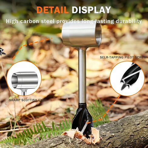 Bushcraft Gear للمستوطنين على قيد الحياة Bushscraft Hand Auger Wrench مع فلينت سكوتش عين الخشب ربط الحفر وصانع ثقب يدوي متعدد الأدوات مع حقيبة جلدية للتخييم البني in Saudi Arabia