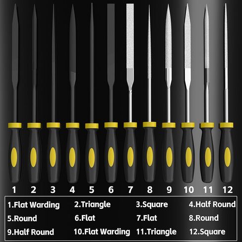 مجموعة مبرد إبرة 13 قطعة من KJE، مجموعة مبرد صغيرة تتضمن 6 قطع مبرد ماسي، 6 قطع مبرد معدني، فرشاة تنظيف وحقيبة حمل للمعادن الدقيقة والمجوهرات والخشب والجلد والبلاستيك in Kuwait