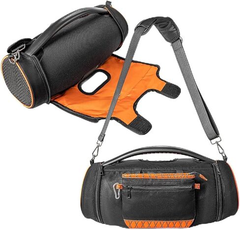 حقيبة حمل ملحقات غطاء السفر المحمولة مع حزام لجهاز JBL Boombox 2/Boombox 3/Boombox 3 مكبر صوت بلوتوث محمول واي فاي، حقيبة إضافية للشاحن، أسود in Saudi Arabia