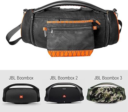 حقيبة حمل ملحقات غطاء السفر المحمولة مع حزام لجهاز JBL Boombox 2/Boombox 3/Boombox 3 مكبر صوت بلوتوث محمول واي فاي، حقيبة إضافية للشاحن، أسود in Saudi Arabia