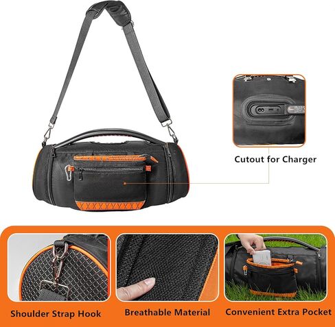 حقيبة حمل ملحقات غطاء السفر المحمولة مع حزام لجهاز JBL Boombox 2/Boombox 3/Boombox 3 مكبر صوت بلوتوث محمول واي فاي، حقيبة إضافية للشاحن، أسود in Saudi Arabia