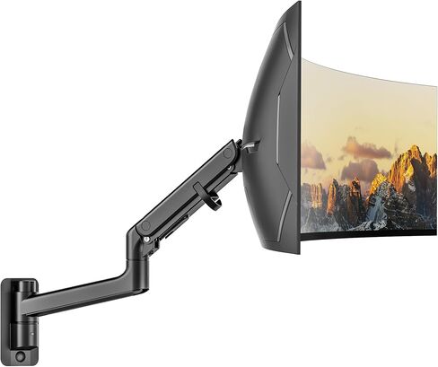 monTEK 17-49 inch Single Monitor Wall Mount for up to 44 lbs Ultrawide Screen, Premium Aluminum Heavy Duty Monitor Arm with Adjustable Gas Spring Arm, 75x75/100x100 VESA Mount, Black in Saudi Arabia