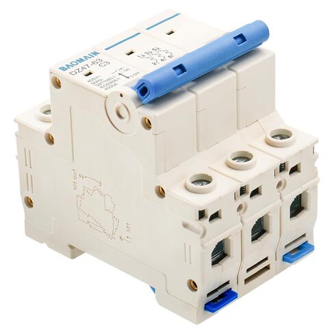 Baomain Miniature Circuit Breaker 3-Pole 3A DZ47-63 C3 400VAC, DIN Rail Mount MCB 3P, for Electrical Distribution and Lighting Circuits in Saudi Arabia