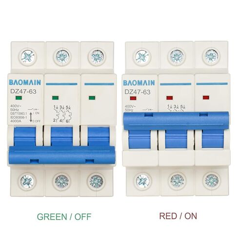Baomain Miniature Circuit Breaker 3-Pole 3A DZ47-63 C3 400VAC, DIN Rail Mount MCB 3P, for Electrical Distribution and Lighting Circuits in Saudi Arabia