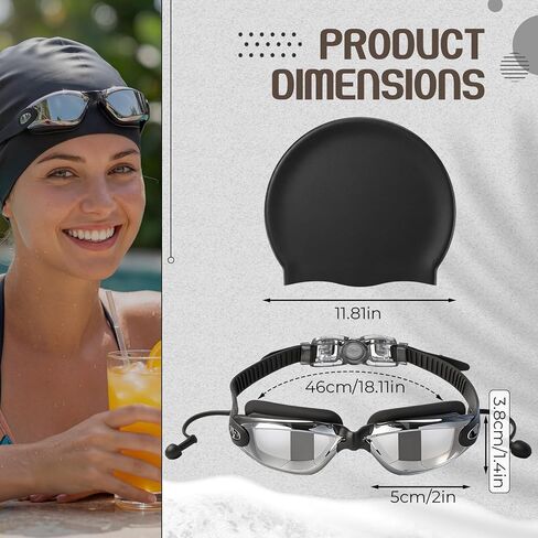 Unittype Large Swim Cap and Goggles Set, Swimming Goggles with Case & Large Size Silicone Cap for Adult, Leak-Proof Comfortable Swim Gear for Men Women in Saudi Arabia