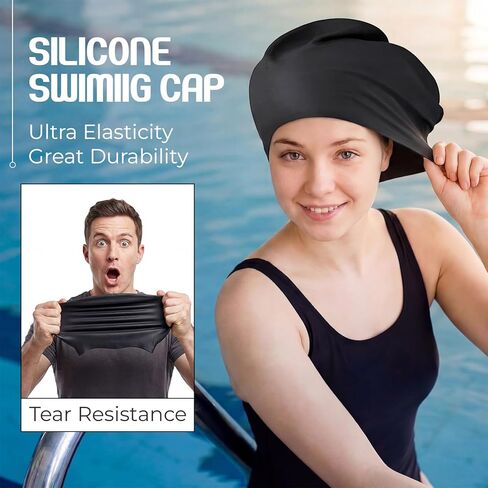 Unittype Large Swim Cap and Goggles Set, Swimming Goggles with Case & Large Size Silicone Cap for Adult, Leak-Proof Comfortable Swim Gear for Men Women in Saudi Arabia
