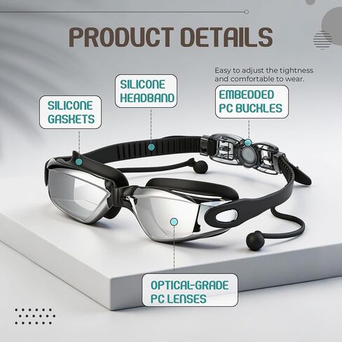 Unittype Large Swim Cap and Goggles Set, Swimming Goggles with Case & Large Size Silicone Cap for Adult, Leak-Proof Comfortable Swim Gear for Men Women in Saudi Arabia