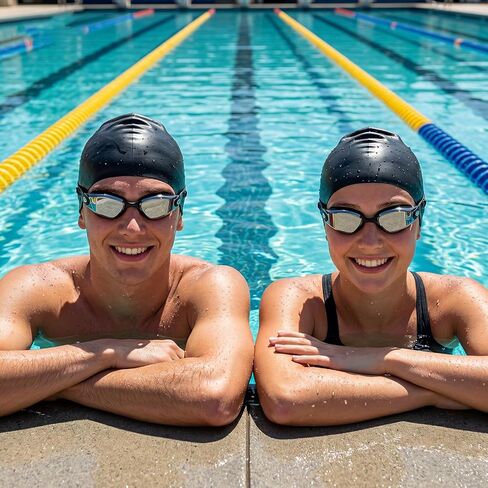 Unittype Large Swim Cap and Goggles Set, Swimming Goggles with Case & Large Size Silicone Cap for Adult, Leak-Proof Comfortable Swim Gear for Men Women in Saudi Arabia
