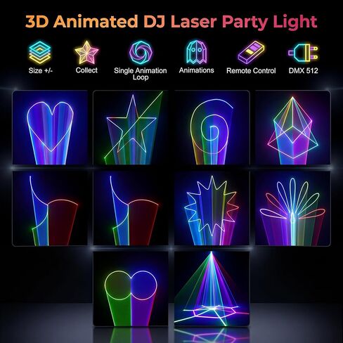 ضوء مسرح ثلاثي الأبعاد للرسوم المتحركة للحفلات DJ ضوء كامل اللون مع جهاز التحكم عن بعد DMX512 الصوت المنشط Perefct لإضاءة حفلات الديسكو والنادي DJ وإضاءة المسرح in Saudi Arabia