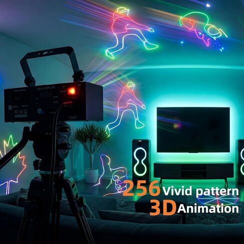 ضوء مسرح ثلاثي الأبعاد للرسوم المتحركة للحفلات DJ ضوء كامل اللون مع جهاز التحكم عن بعد DMX512 الصوت المنشط Perefct لإضاءة حفلات الديسكو والنادي DJ وإضاءة المسرح in Saudi Arabia