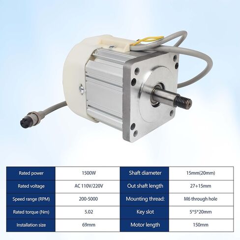 RATTMMOTOR 1500W 1.5KW Permanent Magnet DC Brushless Servo Motor 200-5000RPM 5.02N.m+Servo Motor Speed Controller for Woodworking Machine/Lathe/Drilling and Tapping Machine/Reducer/Belt Sander (110V) in Saudi Arabia