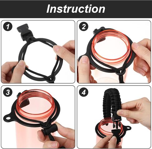 Nogeqi 2 Pcs Water Bottle Handle Strap Paracord Handle with Carabiner Strap Cord, Fit Wide Mouth Water Bottles 12oz to 64oz in Saudi Arabia